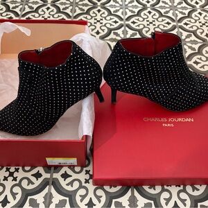 Charles Jourdan Black Polka Dot Heeled Boots
